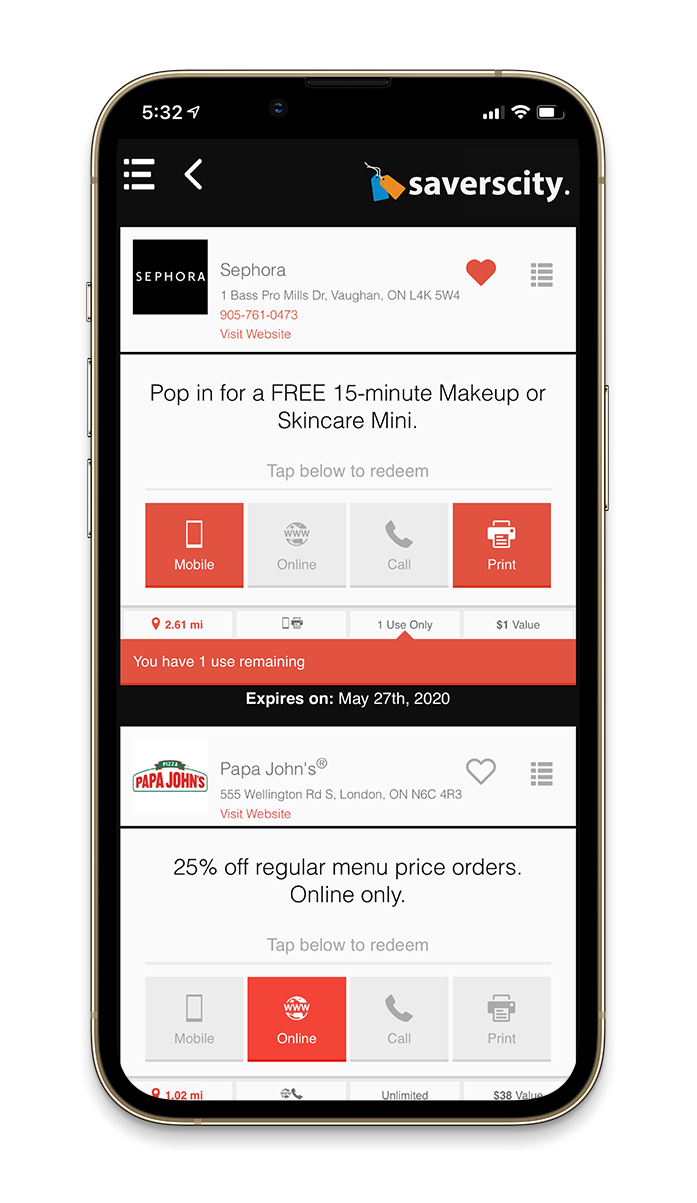 Member app showing local deals